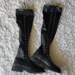 Knee high combat boots